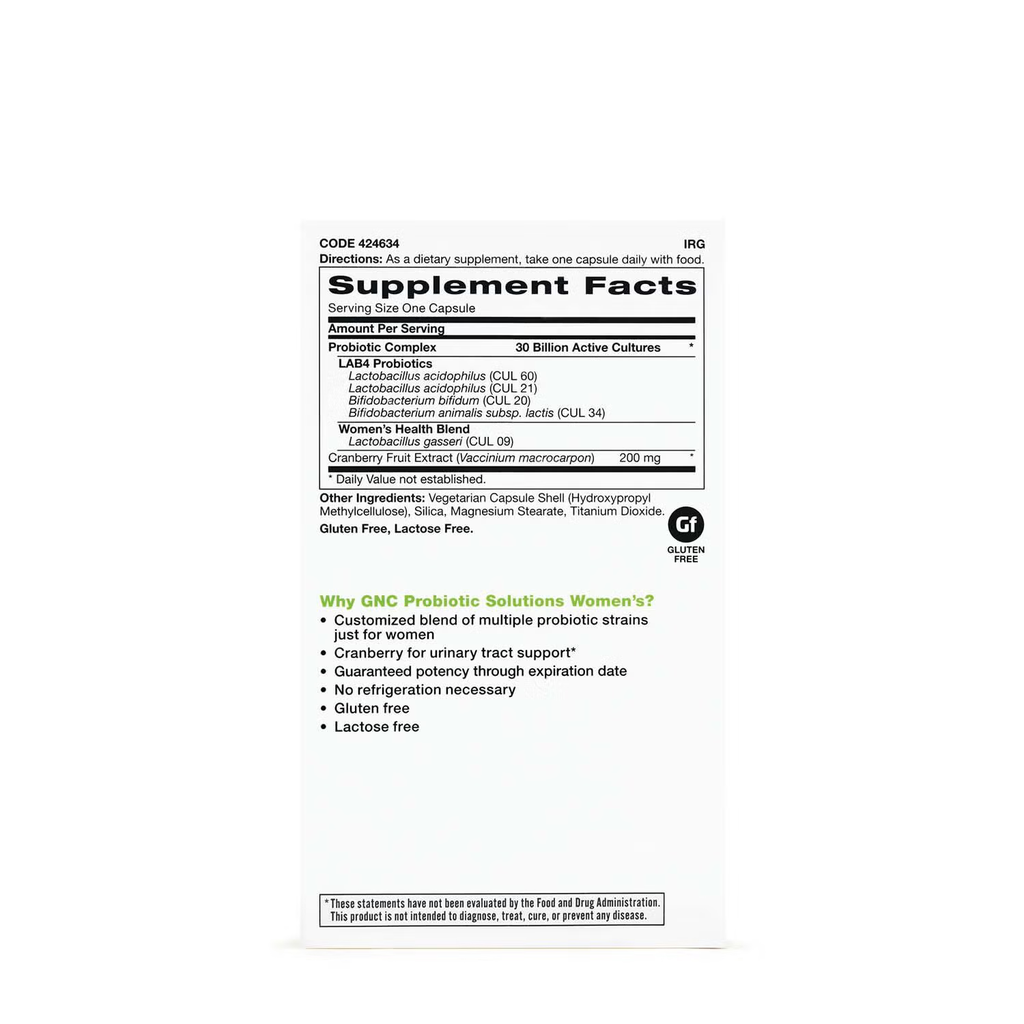 GNC PROBIOTIC  WOMEN'S 30 BILLION 30'S